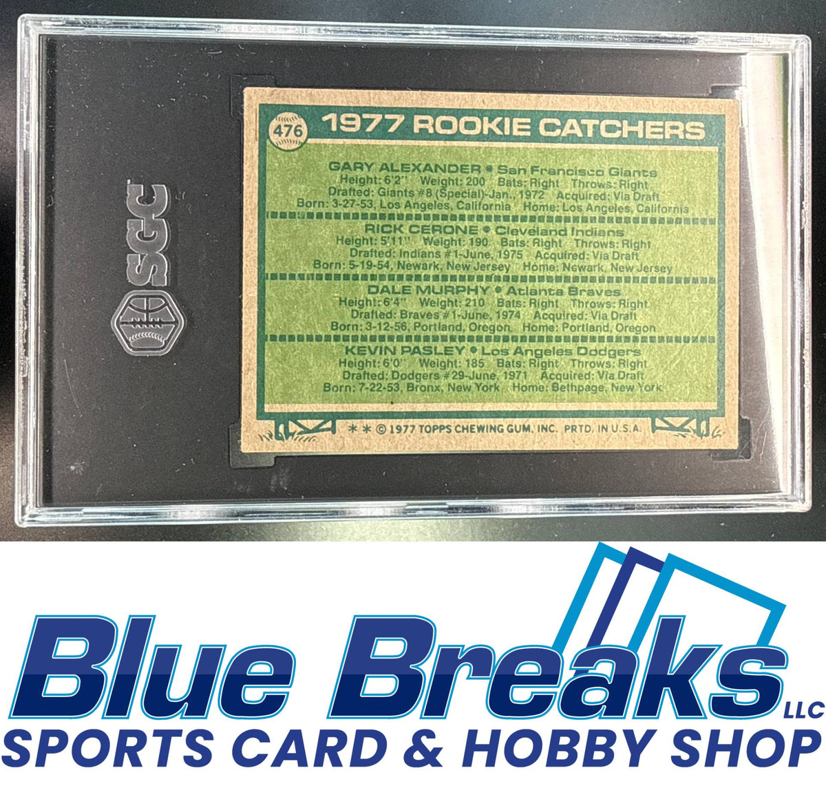 1977 Topps RC Catchers Gary Alexander Rick Cerone Dale Murphy Kevin Pasley #476 SGC 2