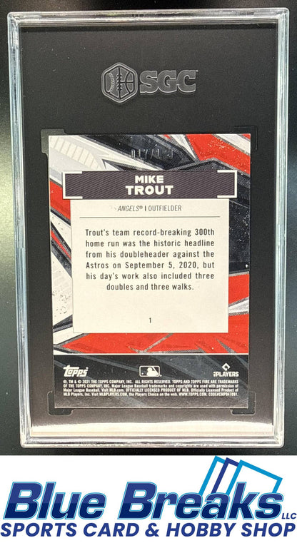 2021 Topps Fire Green Mike Trout 17/199 #1 SGC 8.5 Los Angeles Angels