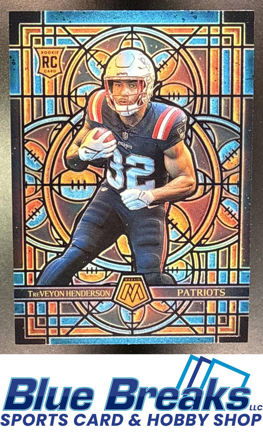 2025 Panini Mosaic TreVeyon Henderson #17 Stained Glass RC New England Patriots