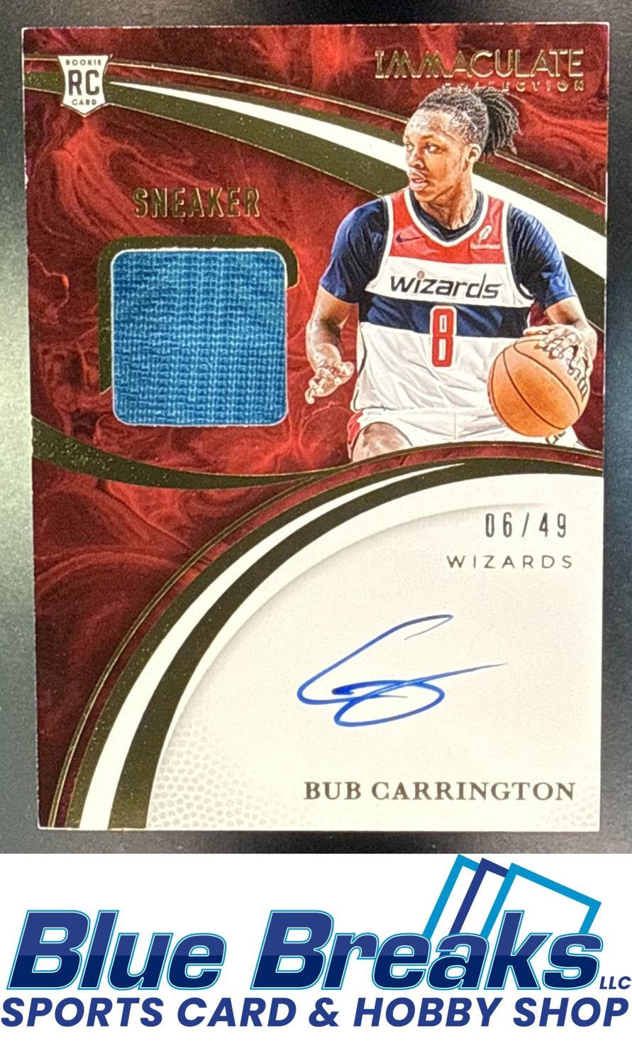 2024 Panini Immaculate Collection Bub Carrington #33 Sneaker Swatches Signatures 06/49 Relic RC Auto Washington Wizards