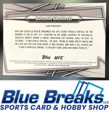 2026 Topps Chrome Sapphire UFC Quillan Salkilld #57c RC