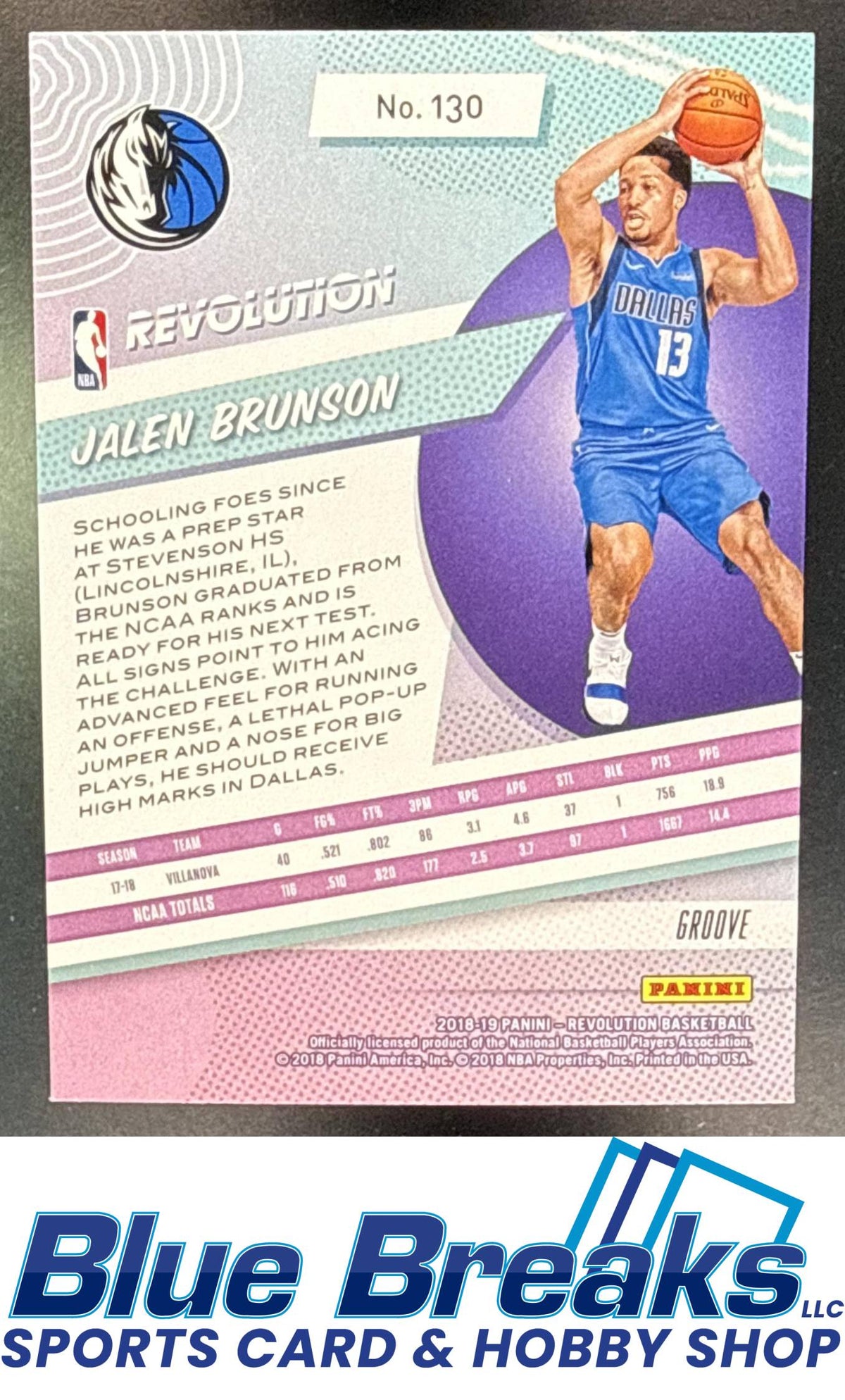 2018-19 Panini Revolution Groove Jalen Brunson [RC] #130 RC Dallas Mavericks