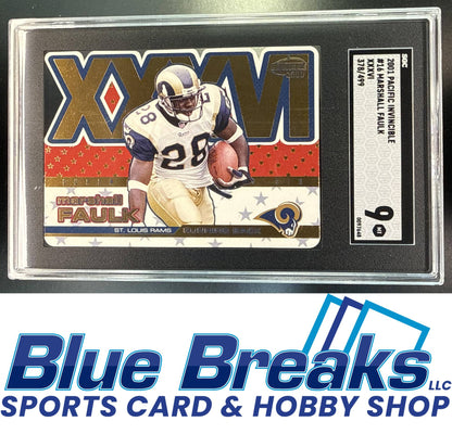 2001 Pacific Invincible XXXVI Marshall Faulk 378/499 #16 SGC 9 St. Louis Rams Los Angeles Rams