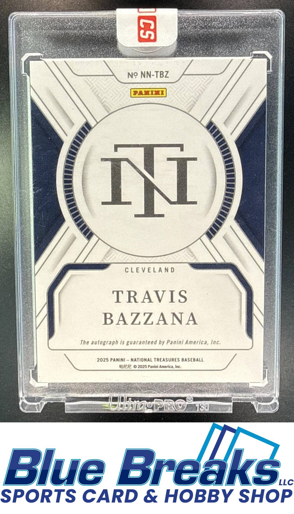 2025 Panini National Treasures Travis Bazzana #1 Notable Nicknames auto 19/25 Cleveland Guardians