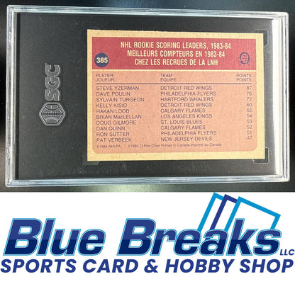 1984-85 O-Pee-Chee Steve Yzerman #385 UER RC League Leaders SGC 7 Detroit Red Wings