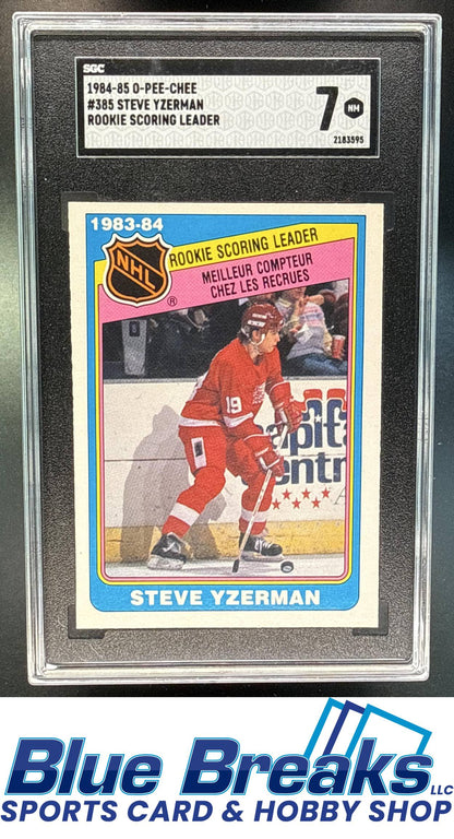 1984-85 O-Pee-Chee Steve Yzerman #385 UER RC League Leaders SGC 7 Detroit Red Wings