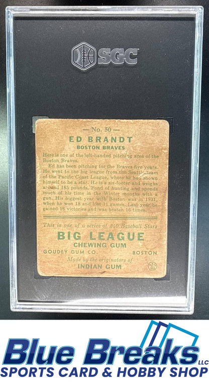 1933 Goudey R319 Ed Brandt Rookie #50 RC SGC 1 Boston Braves / Atlanta Braves