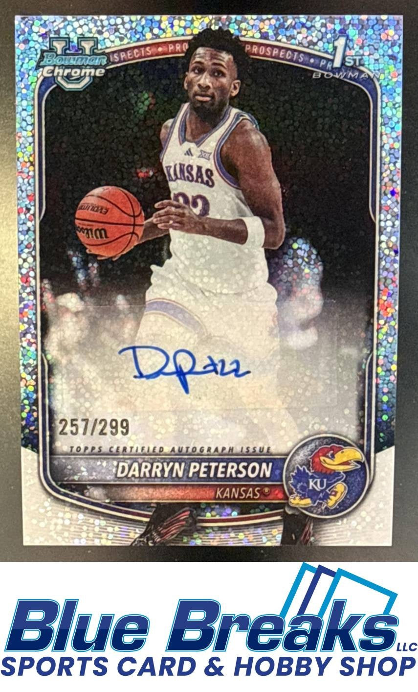 2025 Bowman Darryn Peterson #CPA-DP Chrome Auto Speckle Refractor 257/299 1st Prospect Kansas Jayhawks
