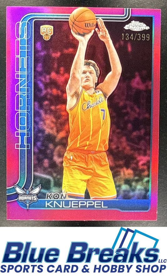 2025 Topps Chrome Update Kon Knueppel #154 Magenta Refractor 134/399 RC Charlotte Hornets