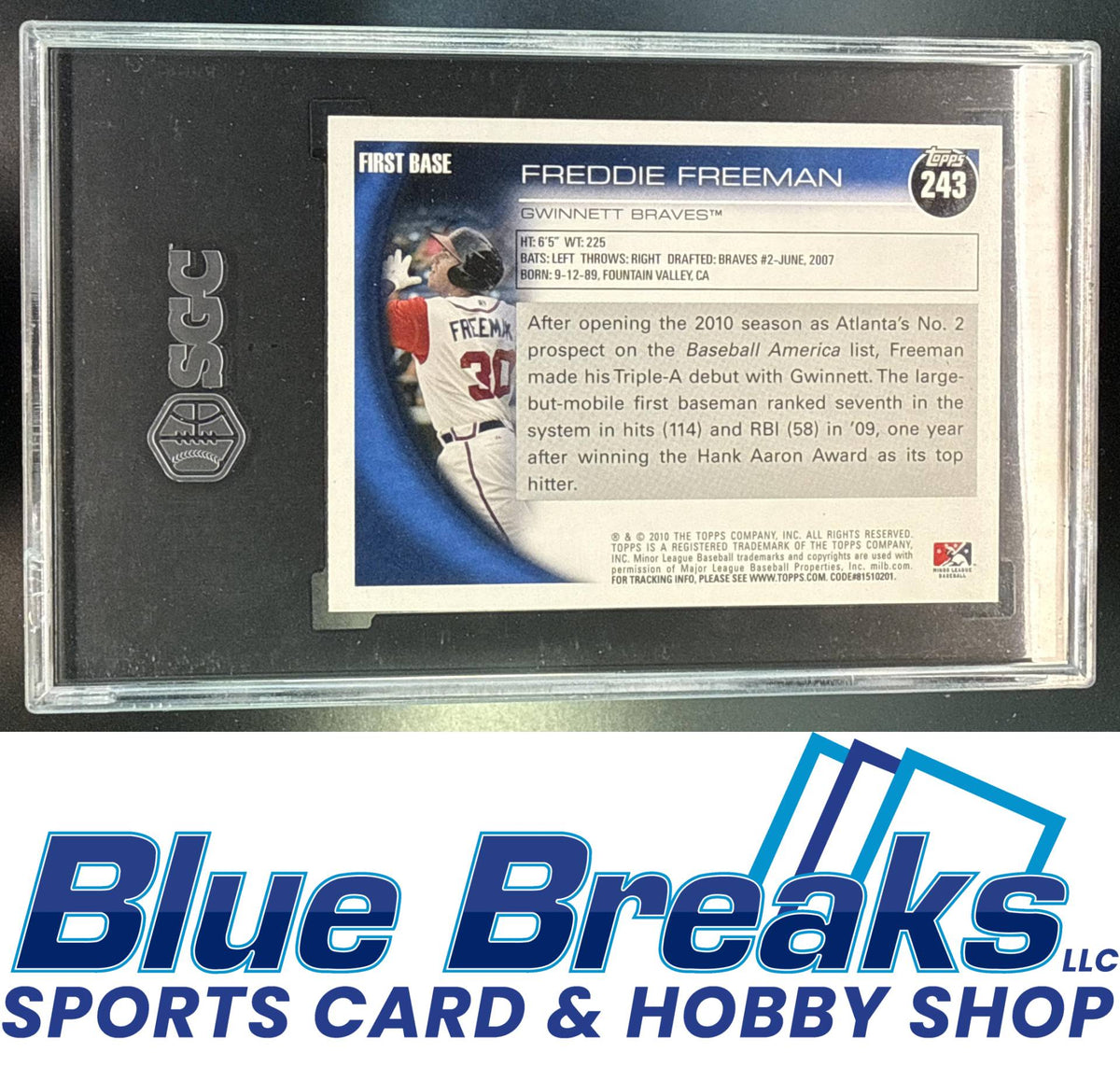 2010 Topps Pro Debut Freddie Freeman #243 SGC 10 Atlanta Braves