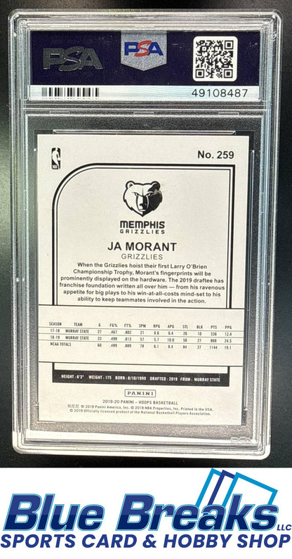 2019-20 Panini Hoops Ja Morant #259 RC PSA 9 Memphis Grizzlies