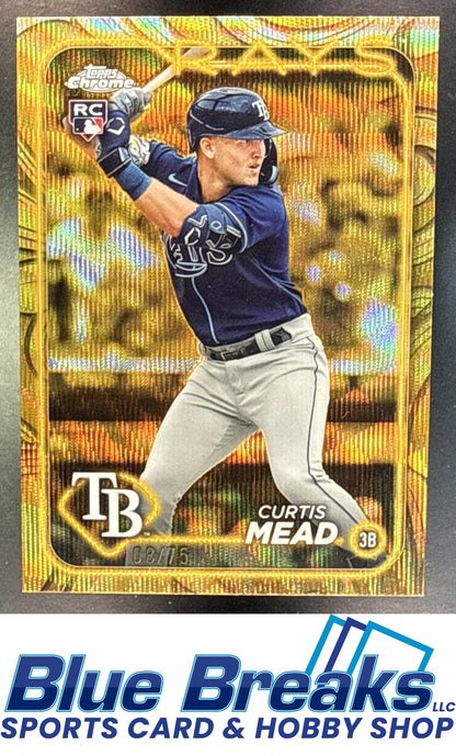 2024 Topps Gilded Collection Curtis Mead #140 Chrome Gold Wave Refractor 08/75 RC Tampa Bay Rays