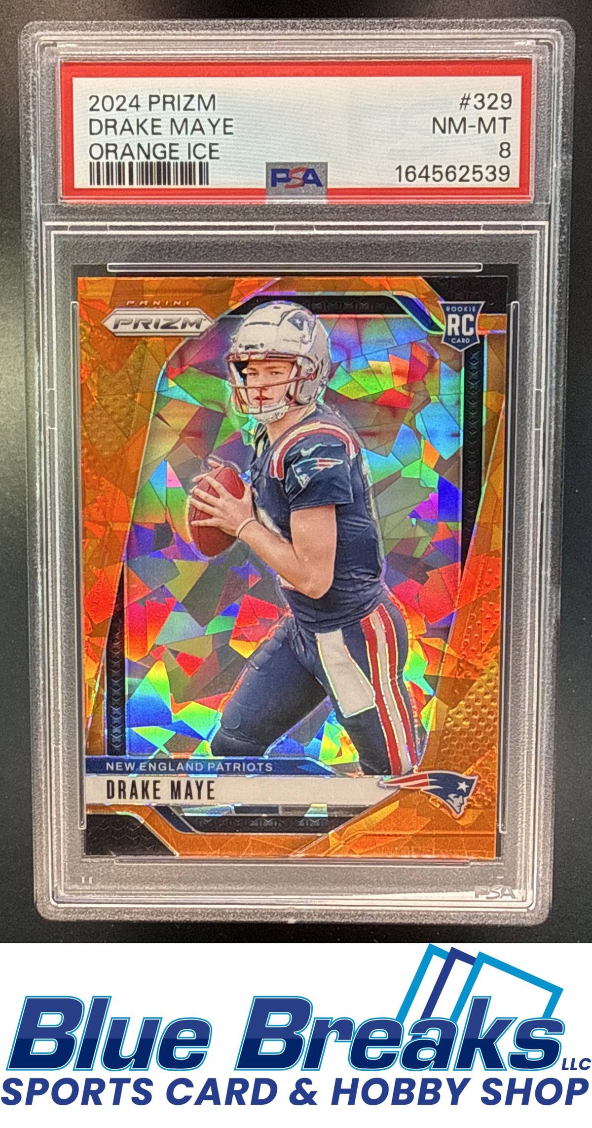 2024 Panini Prizm Orange Ice Drake Maye [RC] #329 RC PSA 8 New England Patriots
