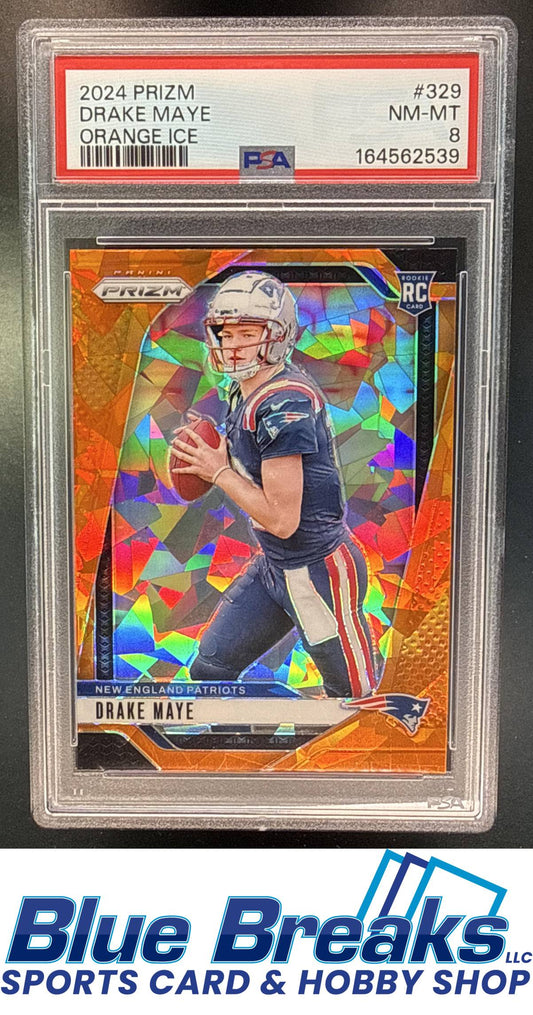 2024 Panini Prizm Orange Ice Drake Maye [RC] #329 RC PSA 8 New England Patriots