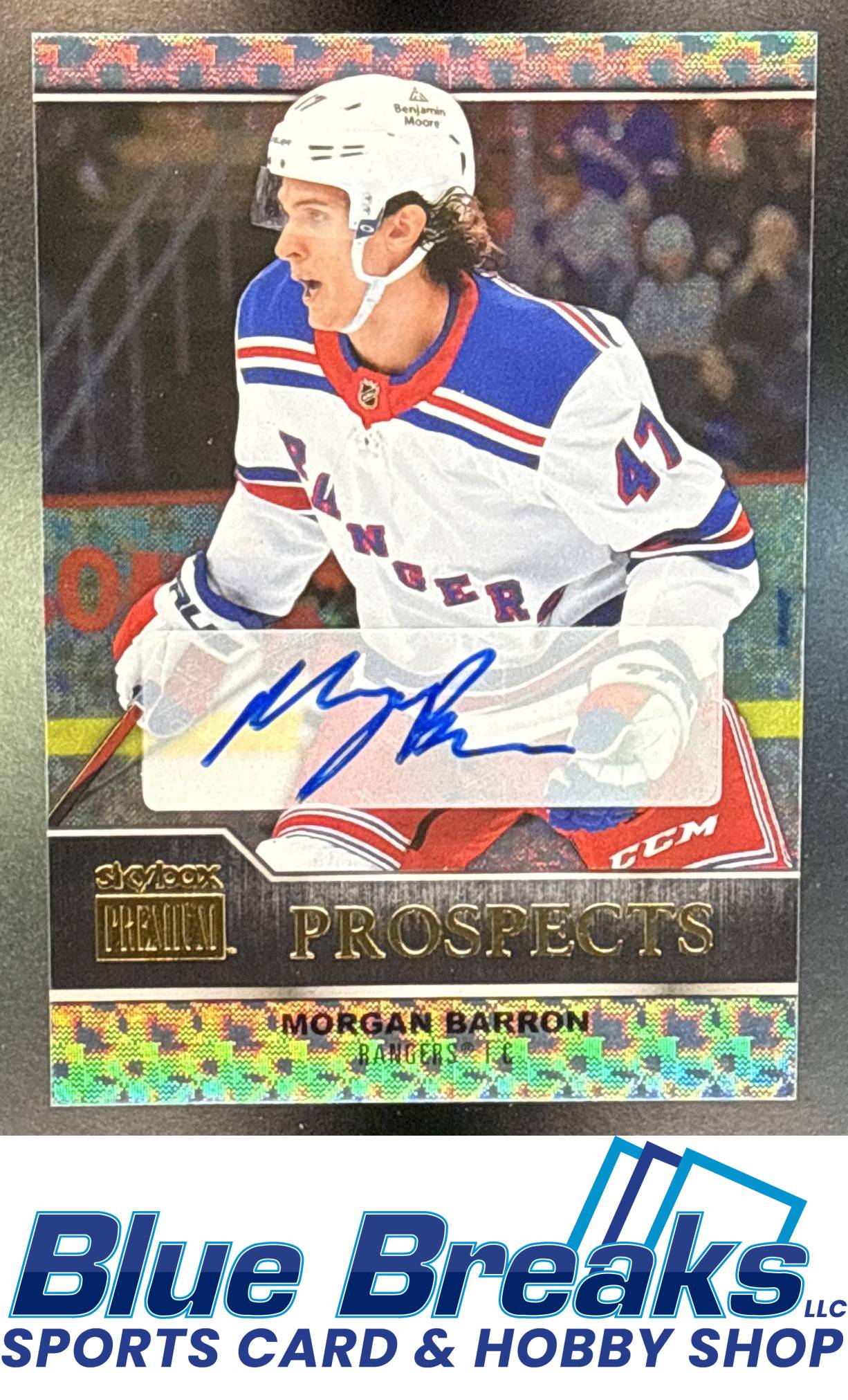 2021 Skybox Metal Universe Morgan Barron #PP-32 Premium Prospects 1998 99 Retro Auto RC New York Rangers
