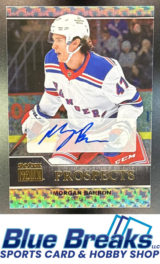 2021 Skybox Metal Universe Morgan Barron #PP-32 Premium Prospects 1998 99 Retro Auto RC New York Rangers
