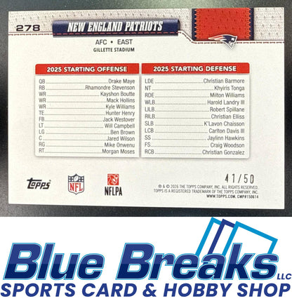 2026 Topps Gold Holo Foil New England Patriots 41/50 #278 Team Card
