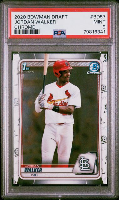 2020 Bowman Draft - Jordan Walker - Chrome - #BD57 - PSA 9 - St Louis Cardinals